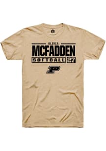 Olivia McFadden Gold Purdue Boilermakers NIL Stacked Box Short Sleeve T Shirt