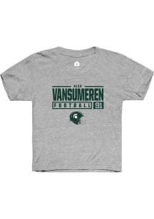 Alex Vansumeren Rally Youth Grey Michigan State Spartans NIL Stacked Box Short Sleeve T-Shirt