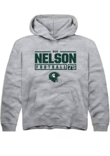 Ben Nelson Rally Youth Grey Michigan State Spartans NIL Stacked Box Long Sleeve Hooded Sweatshirt