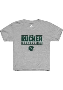 Chance Rucker Rally Youth Grey Michigan State Spartans NIL Stacked Box Short Sleeve T-Shirt