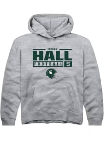 Jordan Hall Rally Youth Grey Michigan State Spartans NIL Stacked Box Long Sleeve Hooded Sweatshirt