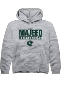 Khalil Majeed Rally Youth Grey Michigan State Spartans NIL Stacked Box Long Sleeve Hooded Sweatshi..