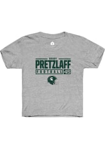 Brady Pretzlaff Rally Youth Grey Michigan State Spartans NIL Stacked Box Short Sleeve T-Shirt