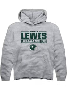 Brandon Lewis Rally Youth Grey Michigan State Spartans NIL Stacked Box Long Sleeve Hooded Sweatshi..