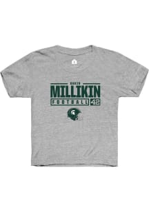 David Millikin Rally Youth Grey Michigan State Spartans NIL Stacked Box Short Sleeve T-Shirt