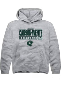 Jackson Carson-Wentz Rally Youth Grey Michigan State Spartans NIL Stacked Box Long Sleeve Hooded S..
