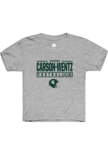 Jackson Carson-Wentz Rally Youth Grey Michigan State Spartans NIL Stacked Box Short Sleeve T-Shirt