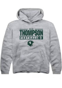 Jalen Thompson Rally Youth Grey Michigan State Spartans NIL Stacked Box Long Sleeve Hooded Sweatsh..