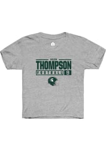 Jalen Thompson Rally Youth Grey Michigan State Spartans NIL Stacked Box Short Sleeve T-Shirt