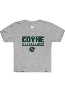 Jay Coyne Rally Youth Grey Michigan State Spartans NIL Stacked Box Short Sleeve T-Shirt