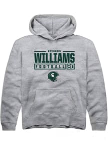 Keshawn Williams Rally Youth Grey Michigan State Spartans NIL Stacked Box Long Sleeve Hooded Sweat..