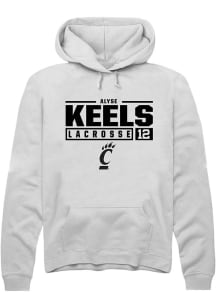 Alyse Keels Rally Mens White Cincinnati Bearcats NIL Stacked Box Hooded Sweatshirt