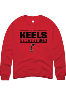 Alyse Keels Rally Mens Red Cincinnati Bearcats NIL Stacked Box Crew Sweatshirt