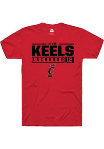 Alyse Keels Red Cincinnati Bearcats NIL Stacked Box Short Sleeve T Shirt