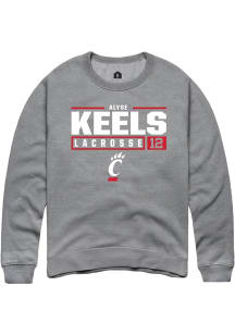 Alyse Keels Rally Mens Graphite Cincinnati Bearcats NIL Stacked Box Crew Sweatshirt