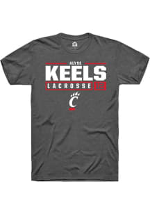 Alyse Keels Dark Grey Cincinnati Bearcats NIL Stacked Box Short Sleeve T Shirt