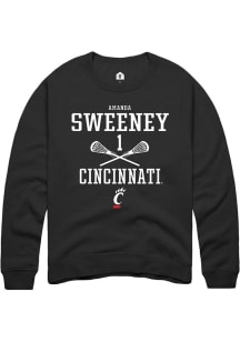 Amanda Sweeney Rally Mens Black Cincinnati Bearcats NIL Sport Icon Crew Sweatshirt