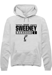 Amanda Sweeney Rally Mens White Cincinnati Bearcats NIL Stacked Box Hooded Sweatshirt