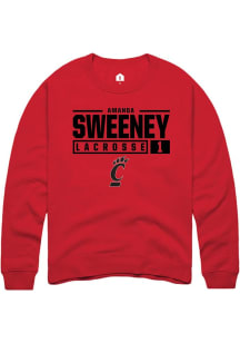 Amanda Sweeney Rally Mens Red Cincinnati Bearcats NIL Stacked Box Crew Sweatshirt