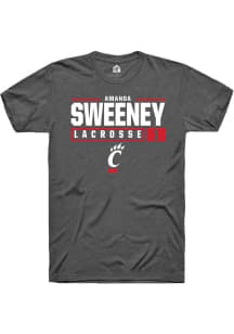 Amanda Sweeney Dark Grey Cincinnati Bearcats NIL Stacked Box Short Sleeve T Shirt