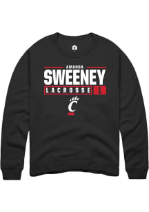 Amanda Sweeney Rally Mens Black Cincinnati Bearcats NIL Stacked Box Crew Sweatshirt