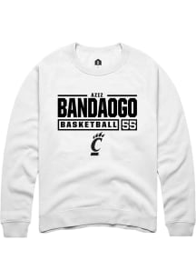 Aziz Bandaogo Rally Mens White Cincinnati Bearcats NIL Stacked Box Crew Sweatshirt