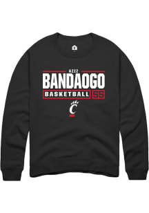 Aziz Bandaogo Rally Mens Black Cincinnati Bearcats NIL Stacked Box Crew Sweatshirt