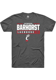 Catherine Barhorst Dark Grey Cincinnati Bearcats NIL Stacked Box Short Sleeve T Shirt