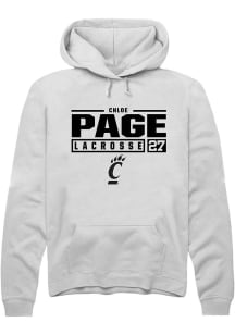 Chloe Page Rally Mens White Cincinnati Bearcats NIL Stacked Box Hooded Sweatshirt