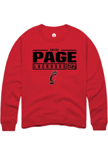 Chloe Page Rally Mens Red Cincinnati Bearcats NIL Stacked Box Crew Sweatshirt