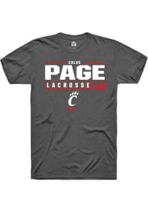 Chloe Page Dark Grey Cincinnati Bearcats NIL Stacked Box Short Sleeve T Shirt