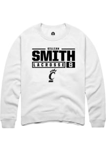 Gillian Smith Rally Mens White Cincinnati Bearcats NIL Stacked Box Crew Sweatshirt