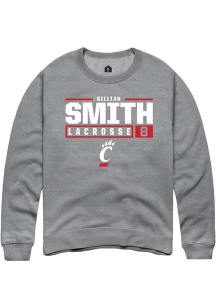 Gillian Smith Rally Mens Graphite Cincinnati Bearcats NIL Stacked Box Crew Sweatshirt