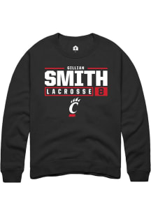 Gillian Smith Rally Mens Black Cincinnati Bearcats NIL Stacked Box Crew Sweatshirt