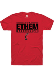 gracie ethem Red Cincinnati Bearcats NIL Stacked Box Short Sleeve T Shirt