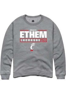 gracie ethem Rally Mens Graphite Cincinnati Bearcats NIL Stacked Box Crew Sweatshirt