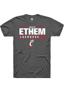 gracie ethem Dark Grey Cincinnati Bearcats NIL Stacked Box Short Sleeve T Shirt