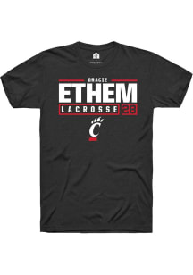 gracie ethem Black Cincinnati Bearcats NIL Stacked Box Short Sleeve T Shirt