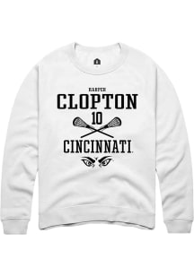 Harper Clopton Rally Mens White Cincinnati Bearcats NIL Sport Icon Crew Sweatshirt