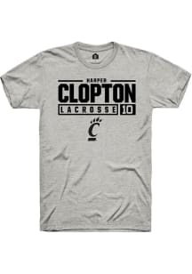 Harper Clopton Ash Cincinnati Bearcats NIL Stacked Box Short Sleeve T Shirt