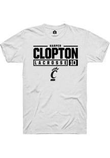 Harper Clopton White Cincinnati Bearcats NIL Stacked Box Short Sleeve T Shirt