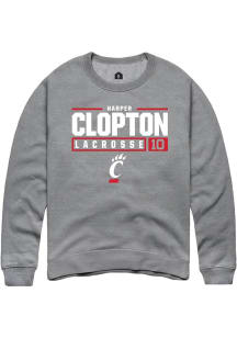 Harper Clopton Rally Mens Graphite Cincinnati Bearcats NIL Stacked Box Crew Sweatshirt