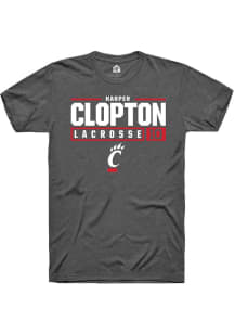 Harper Clopton Dark Grey Cincinnati Bearcats NIL Stacked Box Short Sleeve T Shirt