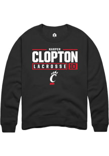 Harper Clopton Rally Mens Black Cincinnati Bearcats NIL Stacked Box Crew Sweatshirt