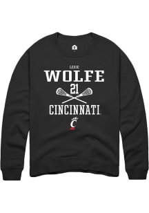 Lexie Wolfe Rally Mens Black Cincinnati Bearcats NIL Sport Icon Crew Sweatshirt