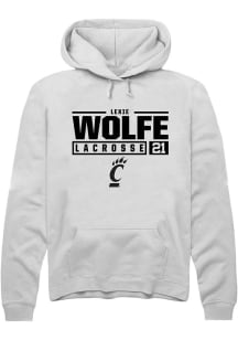 Lexie Wolfe Rally Mens White Cincinnati Bearcats NIL Stacked Box Hooded Sweatshirt