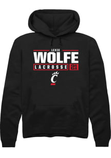 Lexie Wolfe Rally Mens Black Cincinnati Bearcats NIL Stacked Box Hooded Sweatshirt