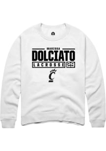 Marissa Dolciato Rally Mens White Cincinnati Bearcats NIL Stacked Box Crew Sweatshirt