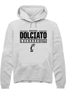 Marissa Dolciato Rally Mens White Cincinnati Bearcats NIL Stacked Box Hooded Sweatshirt