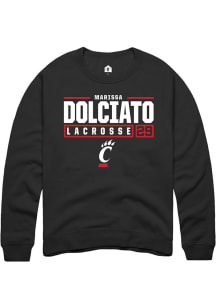 Marissa Dolciato Rally Mens Black Cincinnati Bearcats NIL Stacked Box Crew Sweatshirt